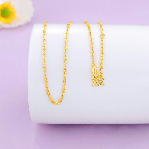 【限时克减150元】足金999 5G黄金17-18寸调节水波纹项链(AG5GXL00020-3)（预售产品下单后不退款不退货不换货不补差（预售产品下单后不退款不退货不换货不补差 商品图0