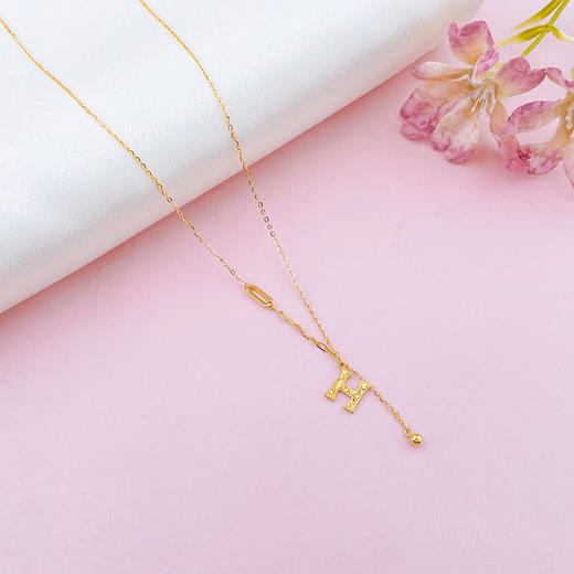 【限时克减150元】足金999 #碎碎冰 #小红书 5G黄金调节AB链碎碎冰H字母套链(AG5GTL00310)（预售产品下单后不退款不退货不换货不补差价） 商品图1