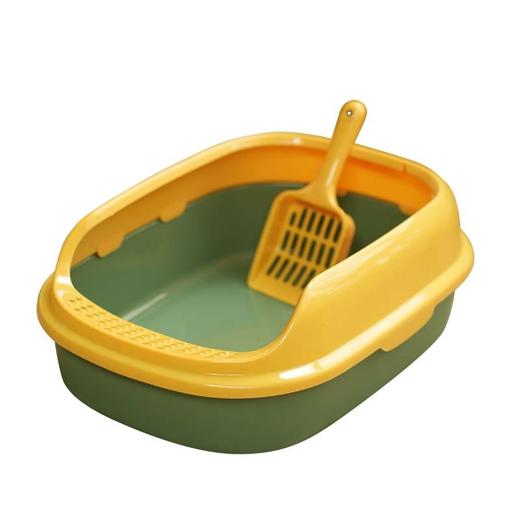 拼色猫砂盆半封闭式 高围栏 赠猫砂铲 尺寸约40*29*13.5cm 猫厕所批发 商品图4