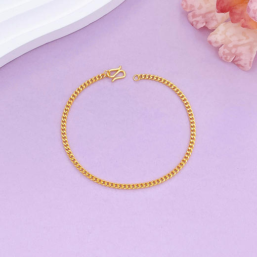 【限时克减150元】足金999 5G黄金不可调节手链老板链侧身链手链女士手链（可以穿绳的古巴链）(AG5GSL00133)（预售产品下单后不退款不退货不换货不补差价） 商品图0