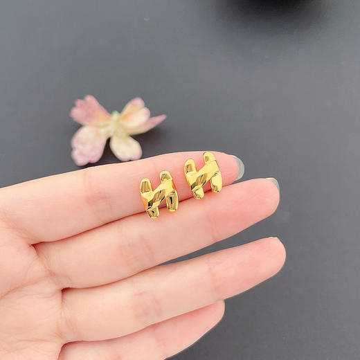 【限时克减150元】足金 【精品】无氰5D字母H耳钉（配胶塞）(AR5DES00025)（预售产品下单后不退款不退货不换货不补差价）（预售产品下单后不退款不退货不换货不补差价） 商品图2