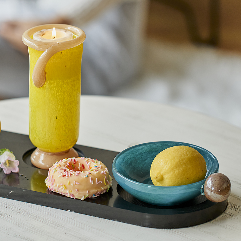 中古风轻奢餐桌双色拼接直筒迷你花瓶软装居家台面香薰烛台摆件