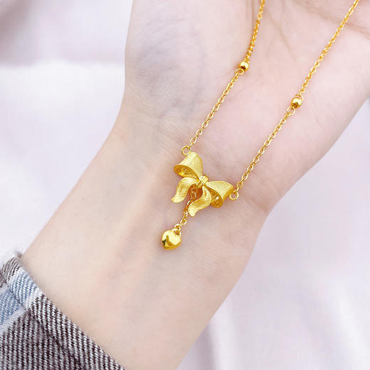 【限时克减150元】足金999 #在逃公主 【精品】调节心形爱心流苏蝴蝶结项链一见倾心在逃公主蝴蝶结套链(AUTL00015)（预售产品下单后不退款不退货不换货不补差价） 商品图3