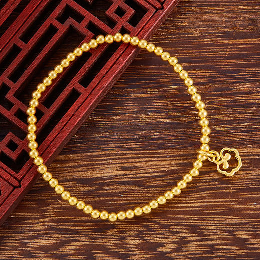 【限时克减150元】足金999 古法镂空如意吊饰圆珠手串(YGFSC00008-1)补差价）补差价）预售产品下单后不退款不退货不换货不补差价 商品图1