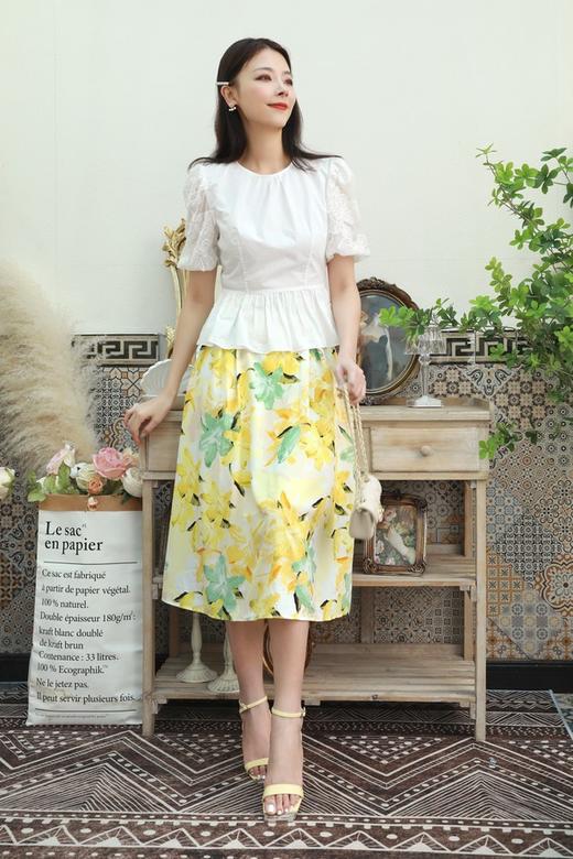 L.Fleuri 气质雪纺百合印花半裙 13083 商品图1