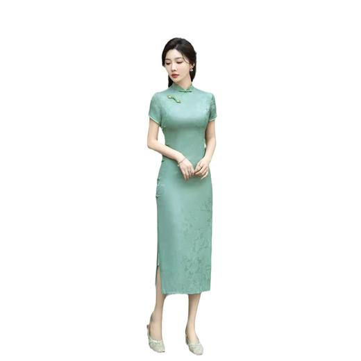 ZAYS2024夏季改良提花短袖长款双层旗袍日常气质优雅淑女旗袍 商品图4