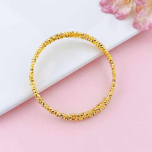 【限时克减150元】足金999  5G黄金三圈蹦迪珠弹力镯空心开口蹦迪珠手镯弹力手镯（总面宽约6.7-7.1mm）(AN5GSZ00001-3)预售产品下单后不退款不退货不换货不补差价） 商品图2