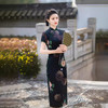 珍爱一生2024夏季丝绸提花改良气质复古老上海黑色女装长款旗袍裙 商品缩略图1
