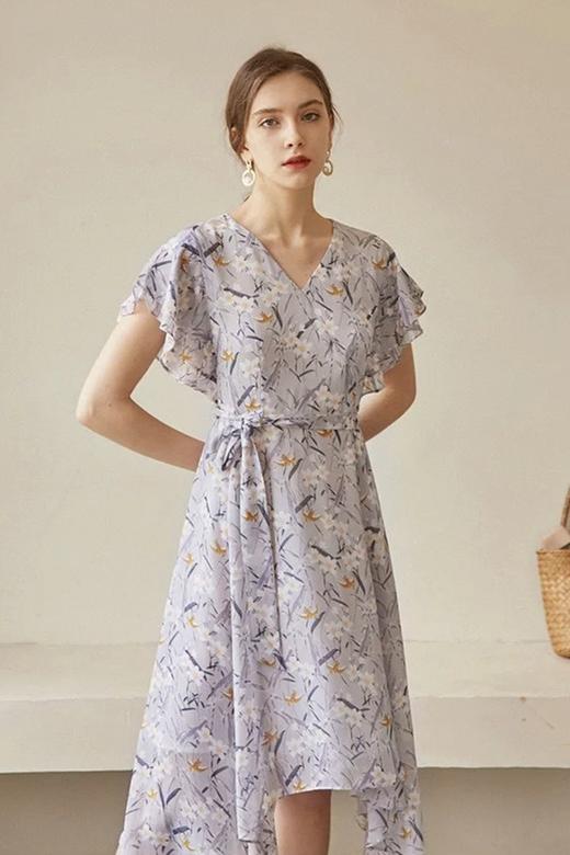 SOUREPOSE V领荷叶袖碎花连衣裙 12477 商品图6