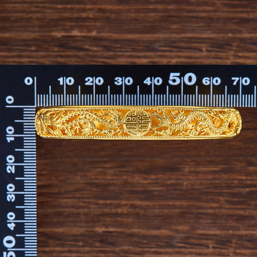 【限时克减150元】足金999 古法内百福（面宽约10-10.5mm）镂空龙凤双喜固口手镯(YGFSZ00036)（预售产品下单后不退款不退货不换货不补差价 商品图3