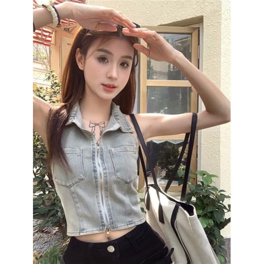 【露背牛仔背心】高品质辣妹设计感 夏季韩系 薄款挂脖小吊带上衣女ins风 商品图2