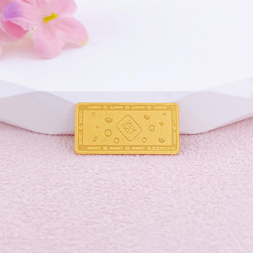 【限时克减128元】【1克】足金999.9  实心1g #命中有钱 金条投资金纯黄金金条（配亚克力盒）(YDJT00072-02)（预售产品下单后不退款不退货不换货不补差价） 商品图2
