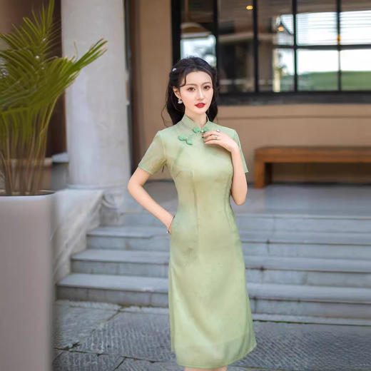 ZAYS年轻款小清新旗袍2024夏季改良A版中长短袖少女立领时尚女装旗袍 商品图3
