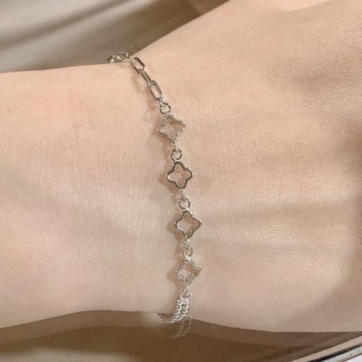 卡蒂罗/KADER 小确幸手链 925银经典四叶草造型璀璨好运镂空设计手饰 清新简约时尚典雅大气配饰 母亲节 礼盒 商品图2