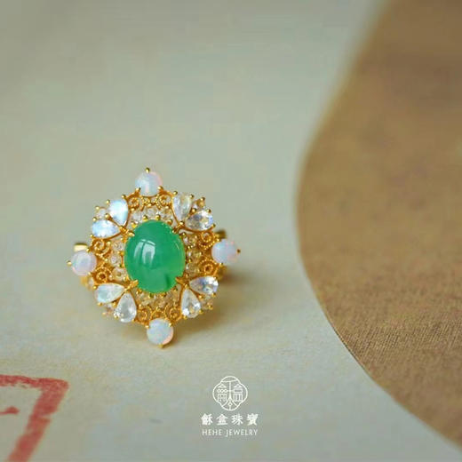 龢盒原创 春色满园冰绿翡翠戒指 商品图1