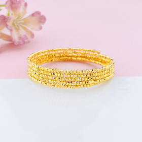 【限时克减150元】足金999  5G黄金五圈蹦迪珠弹力镯空心开口蹦迪珠手镯弹力手镯（总面宽约11.2-11.6mm）(AN5GSZ00001-1)（预售产品下单后不退款不退货不换货不补差价）