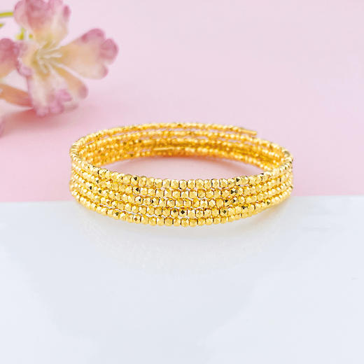 【限时克减150元】足金999  5G黄金五圈蹦迪珠弹力镯空心开口蹦迪珠手镯弹力手镯（总面宽约11.2-11.6mm）(AN5GSZ00001-1)（预售产品下单后不退款不退货不换货不补差价） 商品图0