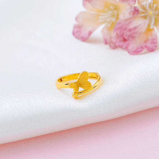 【限时克减150元】足金999.99 #九紫离火 【精品】五9黄金活口戒指错口蝴蝶女戒(ACJZ00244)（预售产品下单后不退款不退货不换货不补差价 商品图1