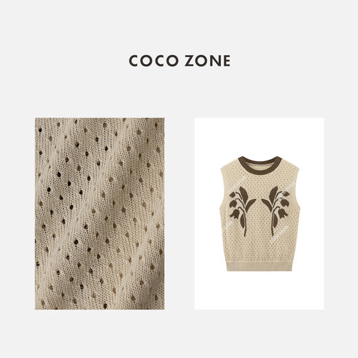 COCO ZONE 设计感镂空无袖针织背心女外穿撞色圆领上衣CC2B0905 商品图2