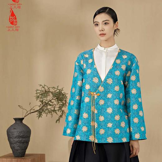SAINTJOY/上久楷宋锦外套·曲水凌波纹锦 新中式上衣女外套 DWW23040-4 商品图0