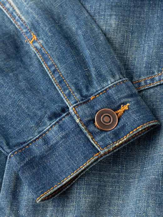 COCO ZONE 时尚翻领水洗牛仔衬衫单排扣长袖上衣CC1B1473 商品图8