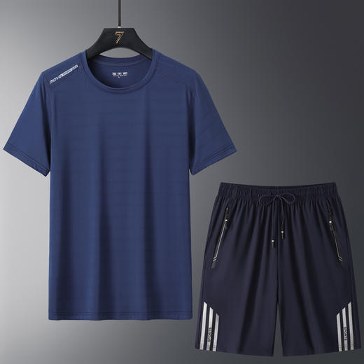 【冰丝套装】【DSK】大依优型大码夏季套装圆领短袖T恤夏季加肥加大肥佬休闲宽松透气上衣男士半袖夏装 商品图6