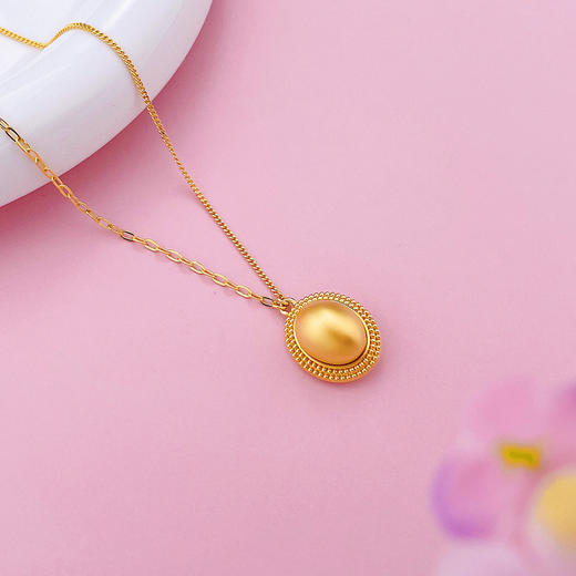 足金 无氰5D硬金空心金珠调节AB链辘珠边椭圆形金珠套链(AU5DTL00006)（预售产品下单后不退款不退货不换货不补差价（预售产品下单后不退款不退货不换货不补差价 商品图2