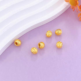 【限时克减128元】足金 【无成色字印】3D硬金散珠转运珠空心车花圆珠转运金珠路路通手串配件Diy手串配件/6粒(V3DSC00390)（预售产品下单后不退款不退货不换货不补差