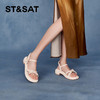 星期六优雅珍珠绊带厚底粗跟凉鞋SSC2115240 商品缩略图1