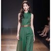 雀说新中式国风绿色连体裤子新款时尚洋气复古优雅休闲套装AL9094 商品缩略图2