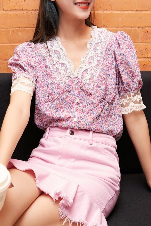 L.Fleuri 粉色蕾丝边小衫 12860 商品图3