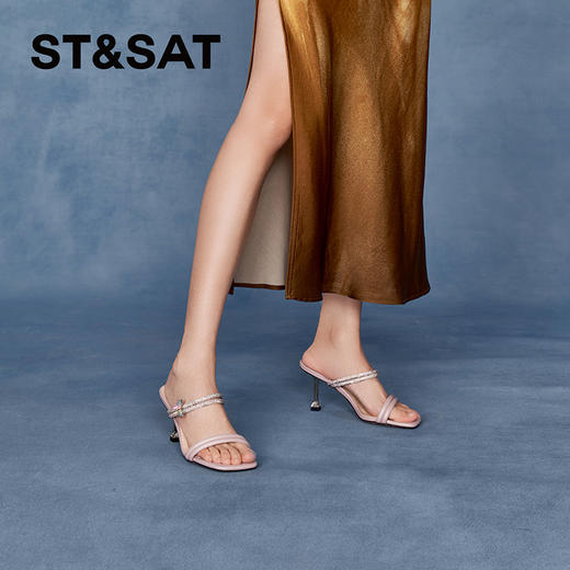 星期六闪烁蝴蝶钻带细跟拖鞋SSC2115242 商品图7