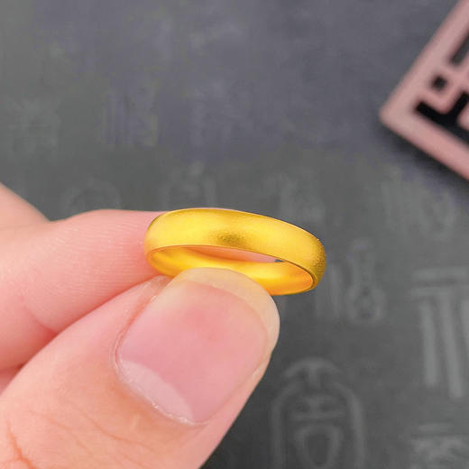 【限时克减150元】足金999.9 古法空心光圈戒指素圈戒指固口戒指内平外弧戒指扁素圈戒（面宽约3.5-4mm）(ANWZGFJZ00018-5)（预售产品下单后不退款不退货不换货不补差价 商品图2