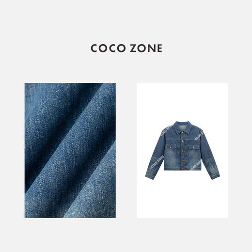COCO ZONE 时尚翻领水洗牛仔衬衫单排扣长袖上衣CC1B1473 商品图2