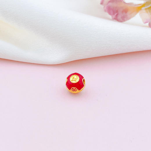 【定价黄金】足金 3D硬金烤漆财源广进财字聚宝盆手串配件(V3DSC00382)（预售产品下单后不退款不退货不换货不补差价） 商品图1