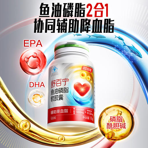 汤臣倍健舒百宁鱼油磷脂软胶囊鱼油磷脂2合1辅助降血脂 100粒/瓶 商品图1