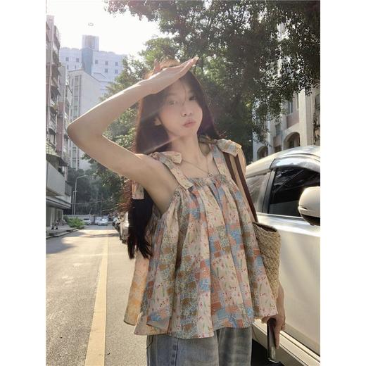 【法式设计感印花吊带背心女】夏季新款 宽松无袖短款上衣 小清新 商品图3