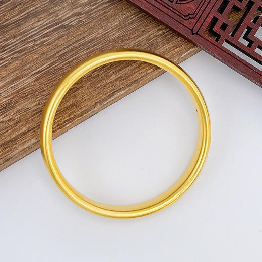 【限时克减128元】足金 油亮古法固口轮胎手镯半实心宽面内平外弧光圈手镯（面宽约8.8-9.2mm，厚约4.3mm）(ANWZGFSZ00082-2)预售产品下单后不退款不退货不换货不补差价 商品图1