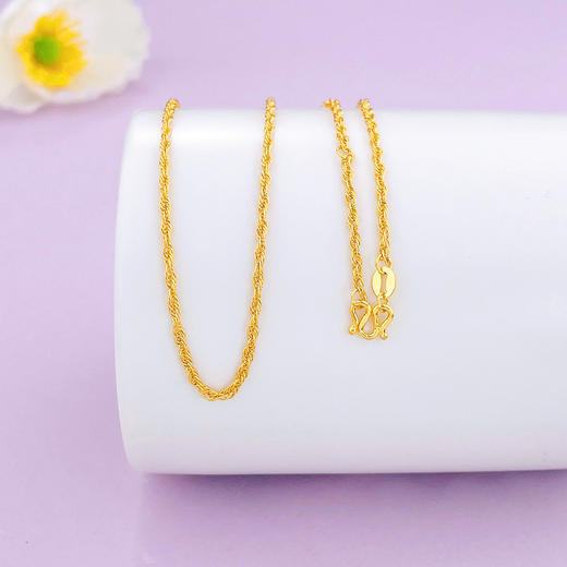 【限时克减150元】足金999 5G黄金16-17-18寸调节麻绳项链(AG5GXL00021-3)补差价）补差价）预售产品下单后不退款不退货不换货不补差价 商品图0