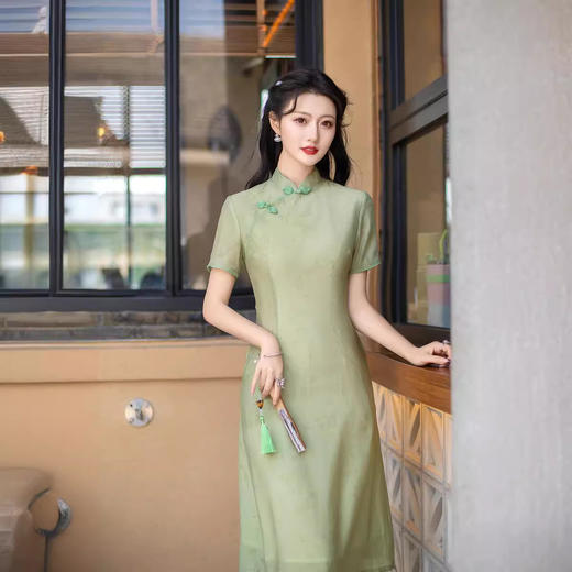 ZAYS年轻款小清新旗袍2024夏季改良A版中长短袖少女立领时尚女装旗袍 商品图1