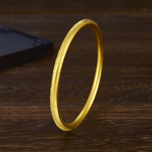 【限时克减150元】足金999 古法空心(面宽约4.2-4.6mm)如意祥云固口手镯(YGFSZ00371)（）预售产品下单后不退款不退货不换货不补差价 商品图1