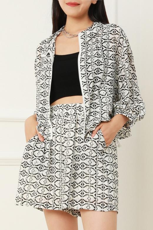 WHO KNOWS 黑白爱心印花休闲套装 12801 商品图3