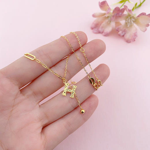 【限时克减150元】足金999 #碎碎冰 #小红书 5G黄金调节AB链碎碎冰H字母套链(AG5GTL00310)（预售产品下单后不退款不退货不换货不补差价） 商品图3