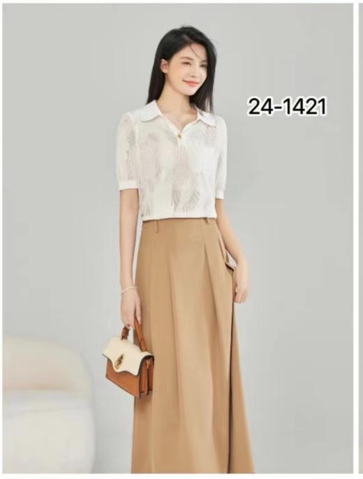 FS竹纤维女士时尚翻领针薄款织半袖241421 商品图0