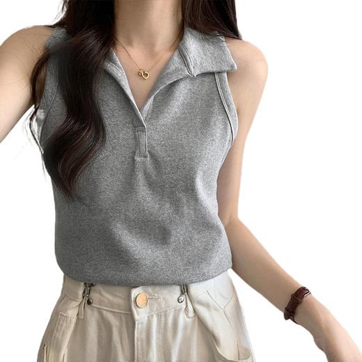 【polo领背心女】坎肩夏新款独别致翻领无袖T恤女外穿辣妹上衣 商品图4