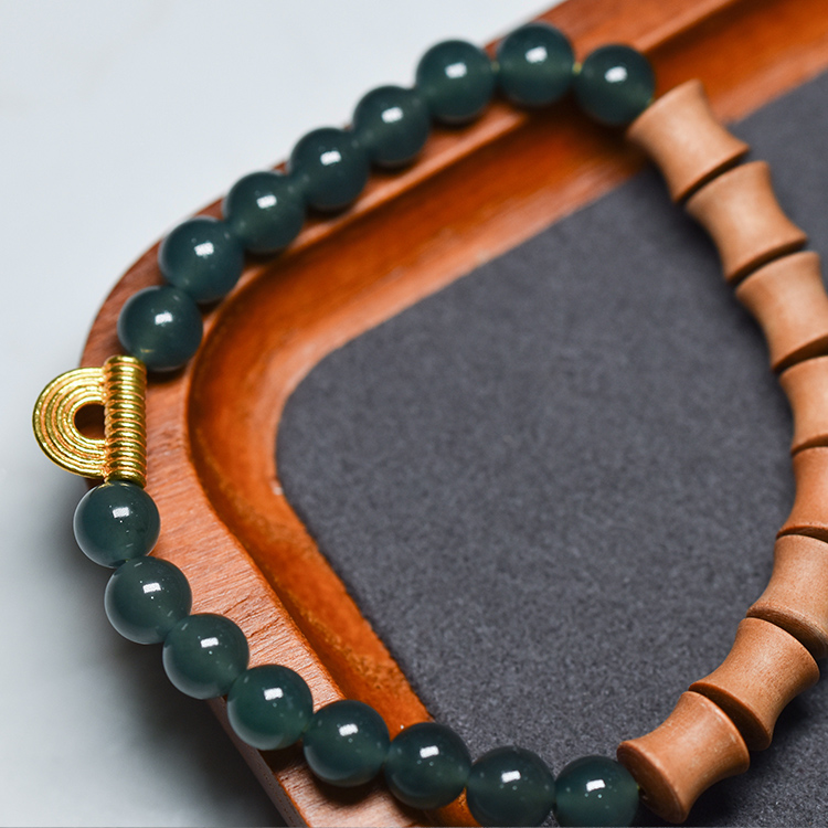 蓝水翡翠老山檀老金手串（三款）