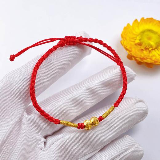 【定价黄金】足金 3D硬金空心猫眼珠手串可调节幸运红绳成品手串（珠约5.1mm）(AA3DSC00457)（预售产品下单后不退款不退货不换货不补差价）（预售产品下单后不退款不退货不换货不补差价） 商品图3