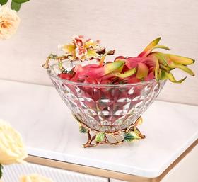 【彼达思】罗比罗丹蝶恋花果盘A粉色2023新款餐厅茶几珐琅彩果斗水果盘