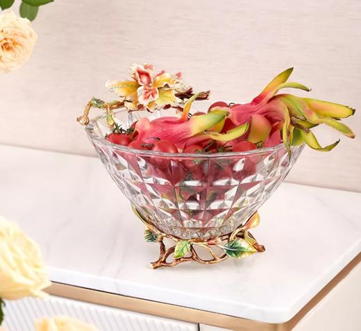 【彼达思】罗比罗丹蝶恋花果盘A粉色2023新款餐厅茶几珐琅彩果斗水果盘 商品图0