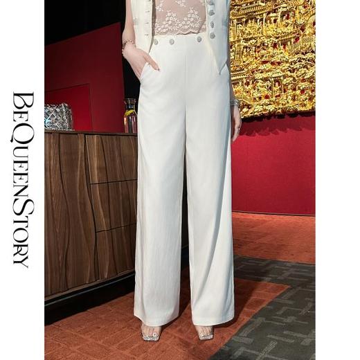 BeQueenStory【出街总裁】舒适百搭垂感透气藏肉直筒阔腿长裤 商品图0